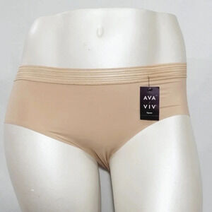 1X Ava & Viv Plus Size Laser Cut No Show Hipster Panty Honey Beige NWT